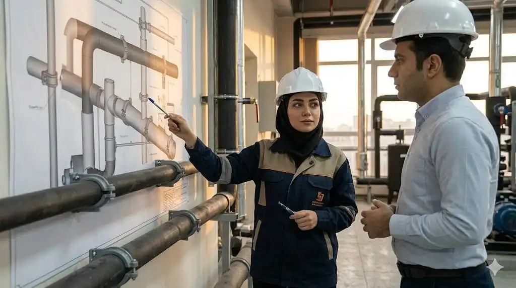محاسبه فواصل استاندارد تکیهگاهی لوله بر روی پروفیل سوپر فیکس U در نقشههای اجرایی