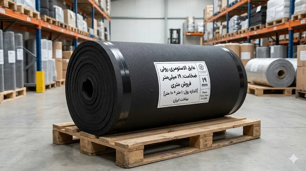 فروش عایق الاستومری رولی ضخامت ۱۹ میلی‌متر به صورت متری