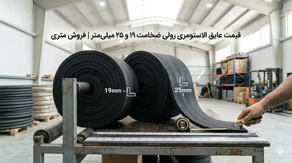 قیمت عایق الاستومری رولی ضخامت ۱۹ و ۲۵ میلی‌متر | فروش متری