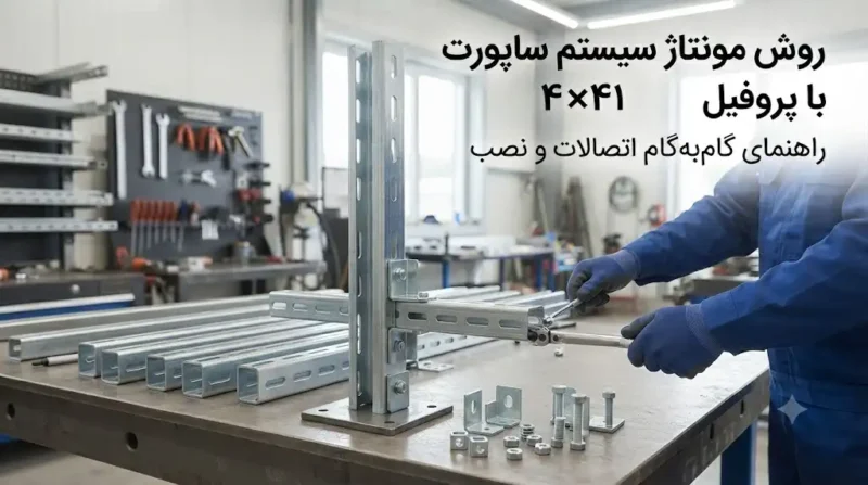 روش مونتاژ سیستم ساپورت با پروفیل ۴۱×۴۱ | نصب و اجرای ساپورت مدولار