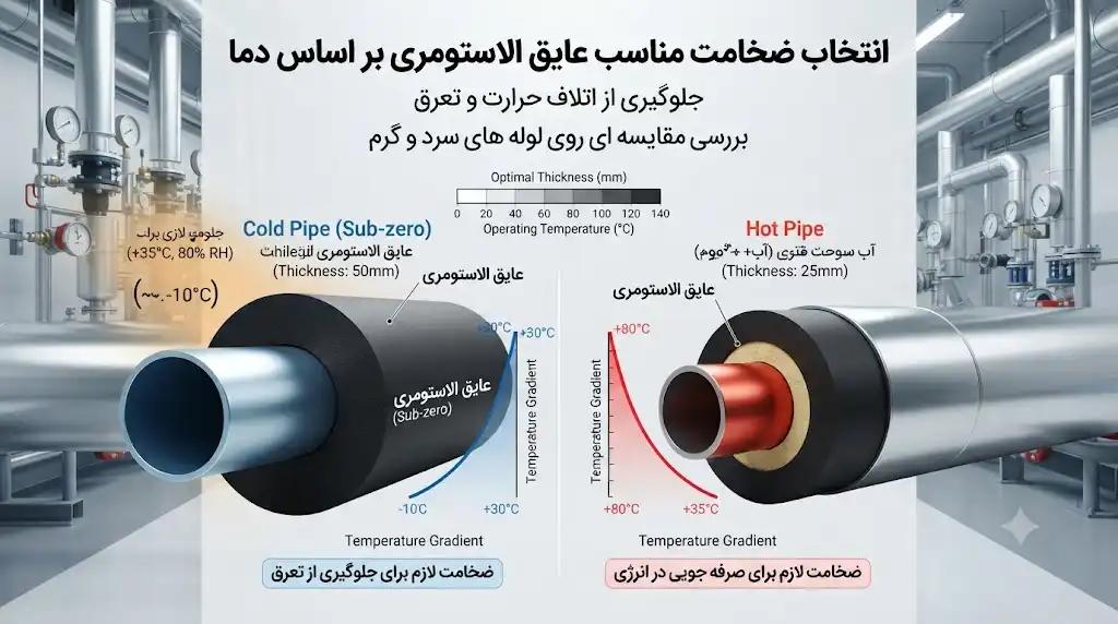 انتخاب ضخامت مناسب عایق الاستومری بر اساس دما؛ محاسبه و انتخاب استاندارد